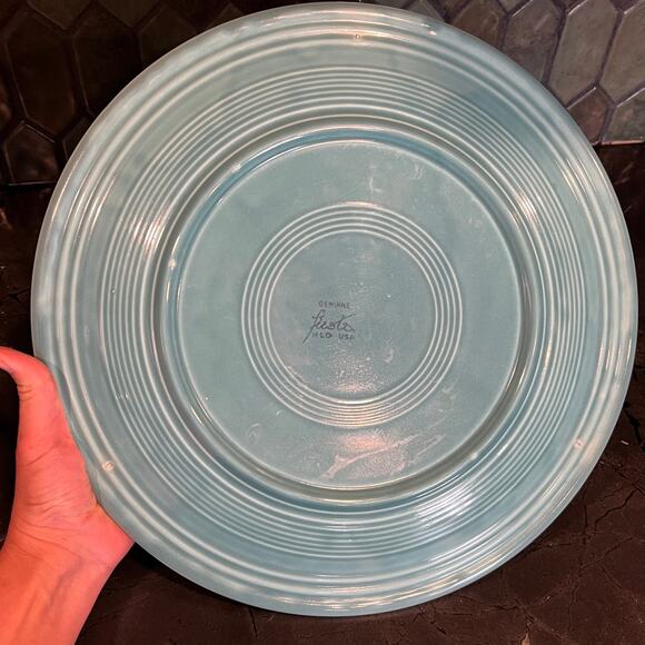 Vintage Fiesta 14" Turquoise Blue CeramicChop Plate Platter - Picture 2 of 5